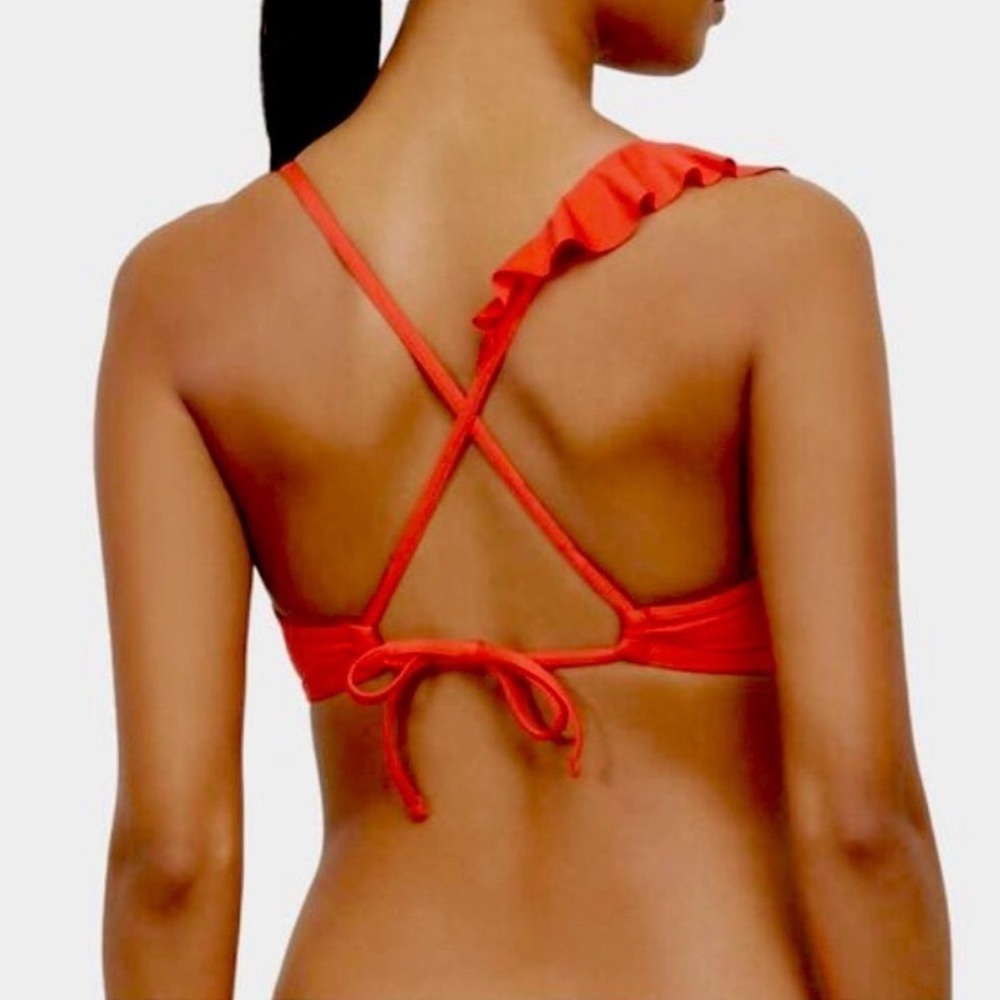 Kenneth Cole Reaction Red Ruffle One-Shoulder Bikini - Picture 3 of 10